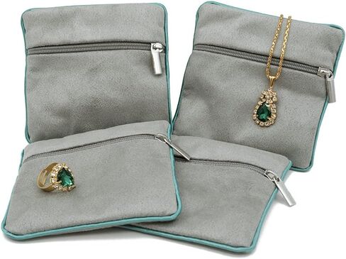 ايه بي كرو 6 عبوات من حقائب المجوهرات المخملية المبطنة مع سحاب، حقيبة تخزين مجوهرات للسفر، حقيبة مجوهرات للنساء، حقيبة تنظيم مجوهرات للأقراط والخواتم والأساور والقلائد in Kuwait