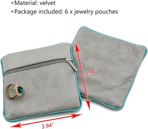 ايه بي كرو 6 عبوات من حقائب المجوهرات المخملية المبطنة مع سحاب، حقيبة تخزين مجوهرات للسفر، حقيبة مجوهرات للنساء، حقيبة تنظيم مجوهرات للأقراط والخواتم والأساور والقلائد in Kuwait
