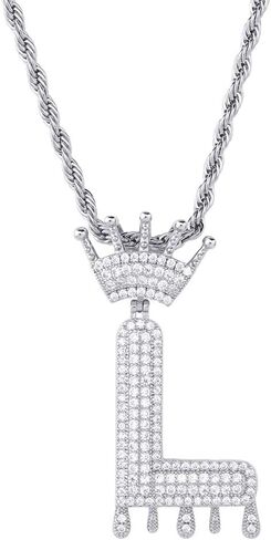 HECHUANG Initial Necklace for Men Women 18K Plated Gold Initial Letter Necklace Silver Iced Out Diamond Name Necklace in Saudi Arabia