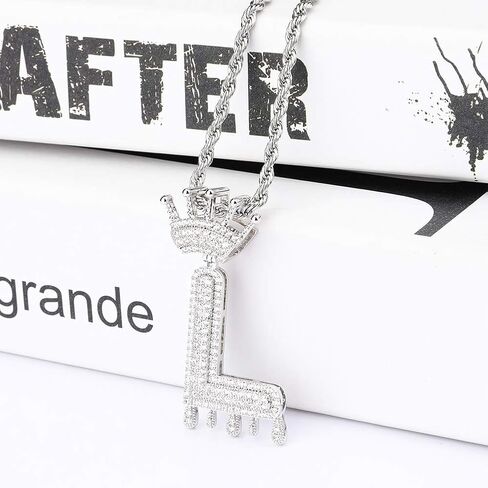 HECHUANG Initial Necklace for Men Women 18K Plated Gold Initial Letter Necklace Silver Iced Out Diamond Name Necklace in Saudi Arabia