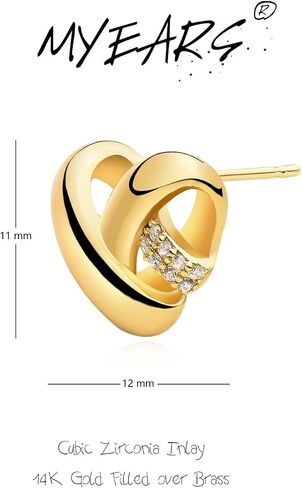 MYEARS Women Earrings Gold Stud 14K Gold Filled Small Simple Handmade Hypoallergenic Everyday Jewelry in Kuwait
