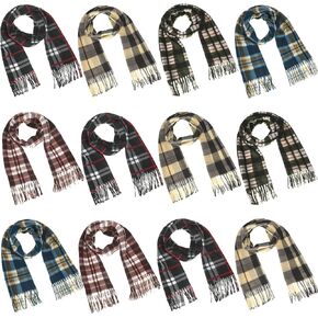 12 Pcs Soft Winter Scarf Thick Warm Scarf for Men Women Children Women's Knit Cold Weather Scarves Tassel Edge Men's Scarves in Saudi Arabia