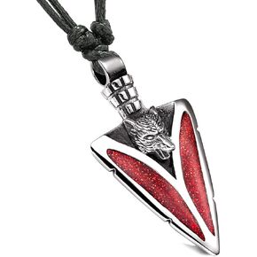 Magic Human Arrowhead Necklace - Howling Wolf Necklace - Stainless Steel Jewelry - Spearhead Protection Amulet - Cool Necklaces for Men and Women - Wolf Tooth Pendant