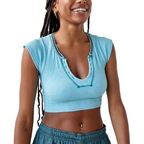 Women Short Sleeve Crop Top Summer Casual Vintage Graphic Slim Fitted Crew Neck E-Girls T-Shirt Streetwear in Kuwait