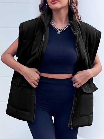 سترة نسائية شتوية منتفخة بياقة واقفة وسحاب مبطن للأسفل وسترة دافئة ومعطف جيليه مبطن in Kuwait