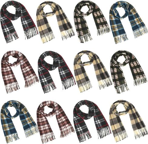 12 Pcs Soft Winter Scarf Thick Warm Scarf for Men Women Children Women's Knit Cold Weather Scarves Tassel Edge Men's Scarves in Saudi Arabia