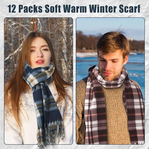 12 Pcs Soft Winter Scarf Thick Warm Scarf for Men Women Children Women's Knit Cold Weather Scarves Tassel Edge Men's Scarves in Saudi Arabia