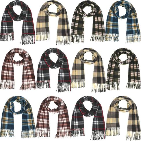 12 Pcs Soft Winter Scarf Thick Warm Scarf for Men Women Children Women's Knit Cold Weather Scarves Tassel Edge Men's Scarves in Saudi Arabia
