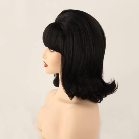 Coraline Womens Flip Wig 70s Pinup Pelucas 60s Retro Beehive Style Vintage Look Betty Rubble Wig Halloween Costume Women Wig wtih Bang (White) in Kuwait