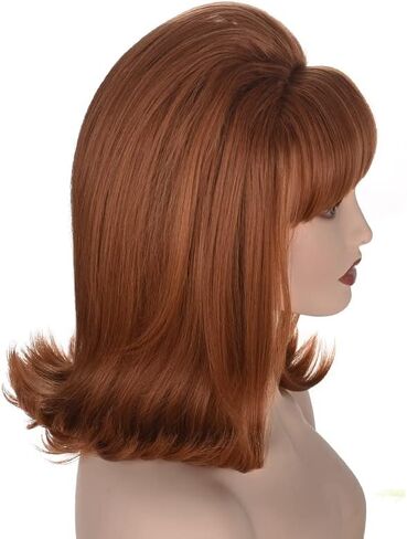 Coraline Womens Flip Wig 70s Pinup Pelucas 60s Retro Beehive Style Vintage Look Betty Rubble Wig Halloween Costume Women Wig wtih Bang (White) in Kuwait