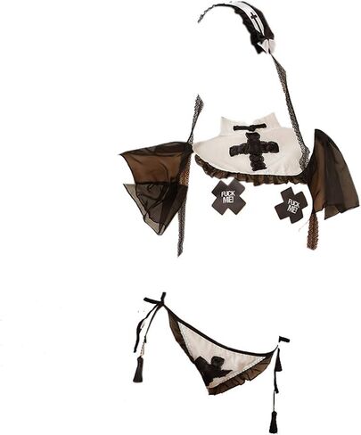 SINROYEE French Maid Costume for Women Sexy Naughty French Maid Fancy Dress Uniform for Halloween Naughty Nun Uniform in Saudi Arabia