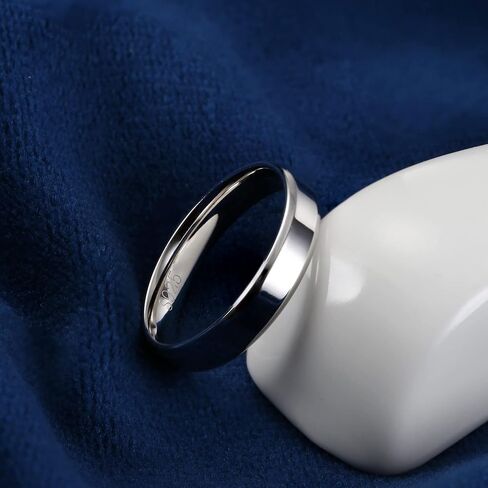 MILACOLATO 925 Sterling Silver Rings for Women Men 18K White Gold Plated Beveled Edge Plain Thumb Ring High Polish Wedding Band Ring Comfort Fit Size 6-11, 3mm 4mm 5mm 6mm in Saudi Arabia