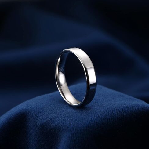 MILACOLATO 925 Sterling Silver Rings for Women Men 18K White Gold Plated Beveled Edge Plain Thumb Ring High Polish Wedding Band Ring Comfort Fit Size 6-11, 3mm 4mm 5mm 6mm in Saudi Arabia