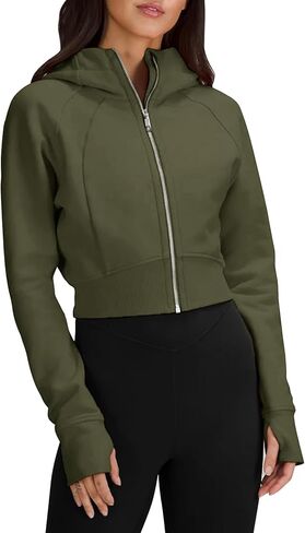 Raikamitu إمرأة زمم هوديي اقتصاص هوديي كم طويل صوف مبطن لطيف هوديس بلوزة كاجوال بلوزات in Kuwait