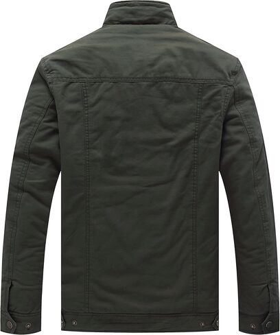 سترة WenVen الرجالية الشتوية الدافئة المبطنة بالصوف معطف عسكري من القطن السميك in Kuwait