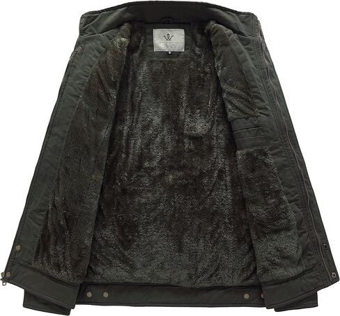 سترة WenVen الرجالية الشتوية الدافئة المبطنة بالصوف معطف عسكري من القطن السميك in Kuwait