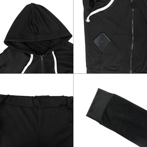 Nhicdns المرأة حجم كبير Sweatsuits 2 قطعة اللون كتلة هوديي مجموعة البلوز ملايس الركض Sweatpants طويلة رياضية in Kuwait
