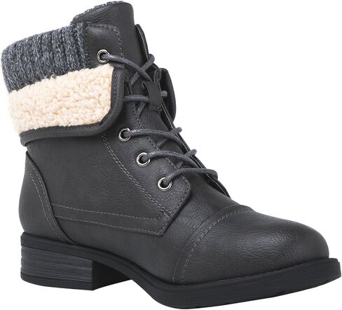 GLOBALWIN Women's Combat Boots Dressy Lace Up Ankle Boots For Women Low Heel in Saudi Arabia