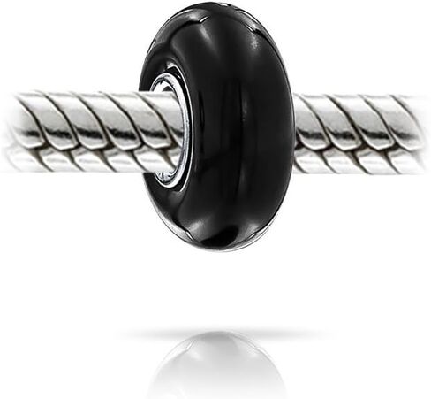 Bling Jewelry Smooth Plain Opaque Murano Glass Solid Colors Spacer Bead Charms Fits European Charm Bracelet For Women Teens .925 Sterling Silver in Kuwait