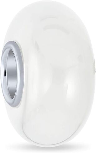 Bling Jewelry Smooth Plain Opaque Murano Glass Solid Colors Spacer Bead Charms Fits European Charm Bracelet For Women Teens .925 Sterling Silver in Kuwait