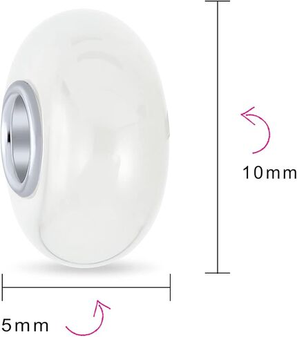 Bling Jewelry Smooth Plain Opaque Murano Glass Solid Colors Spacer Bead Charms Fits European Charm Bracelet For Women Teens .925 Sterling Silver in Kuwait