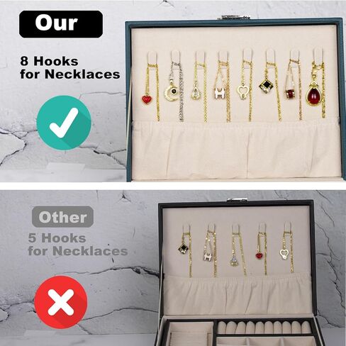 صندوق منظم مجوهرات للنساء والفتيات من سيكارون، حافظة منظم مجوهرات من طبقتين من جلد البولي يوريثين ببطانة ناعمة مع قفل للخواتم والاقراط والقلائد والاساور، اخضر in Kuwait