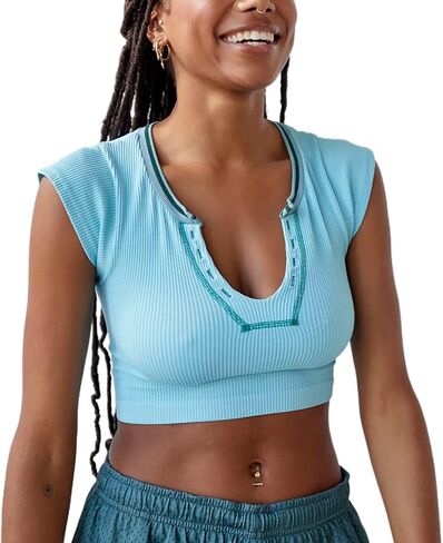 Women Short Sleeve Crop Top Summer Casual Vintage Graphic Slim Fitted Crew Neck E-Girls T-Shirt Streetwear in Kuwait