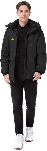 سترة تزلج مقاومة للماء على الجبال للرجال، سترة مطر مقاومة للرياح، معطف شتوي دافئ للثلج II مع غطاء رأس قابل للإزالة in Kuwait