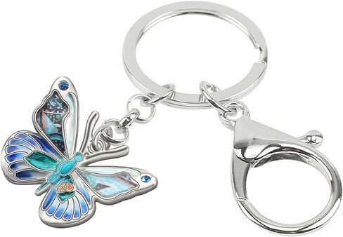 BAMAY المينا سبيكة فراشة سلاسل المفاتيح سيارة Keyrings الحشرات مجوهرات للنساء الفتيات حقيبة محفظة سحر الهدايا in Saudi Arabia