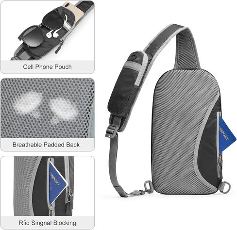 حقيبة G4Free Sling Bag RFID Blocking خفيفة الوزن حقيبة ظهر كروس على الصدر حقيبة كتف للسفر والرياضة والجري in Kuwait