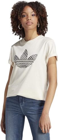 تي شيرت Adidas Originals Trefoil Monogram Infill أبيض رائع XS in Saudi Arabia