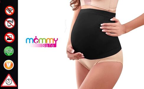 Smart-Safe.com MommySafe Pregnancy Belly Support Band - RF-EMF Shielding Maternity Belly Band, Pregnancy Must Haves (Small, Peach) in Kuwait