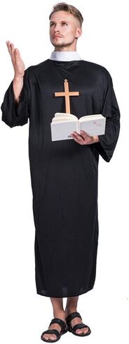 EraSpooky Adult Medieval Priest Robe Costume(Black, OneSize) in Saudi Arabia