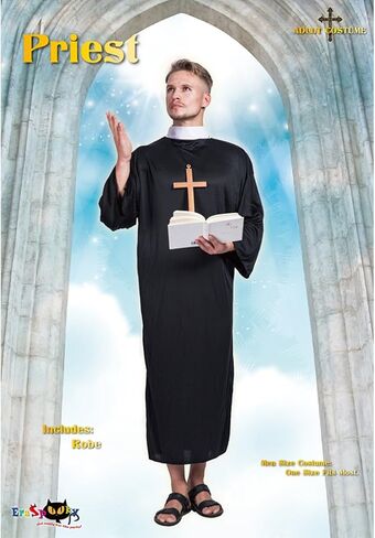 EraSpooky Adult Medieval Priest Robe Costume(Black, OneSize) in Saudi Arabia