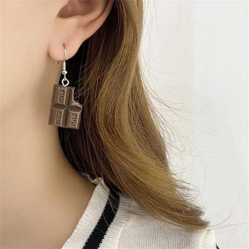 coadipress Handmade Food Earrings for Women Girls Trendy Cute 3D Simulation Food Strawberry Cake Chocolate Cookies Hamburgers Chips Popcorn Dangle Drop Funny Earrings Novelty Jewelry Gifts in Kuwait