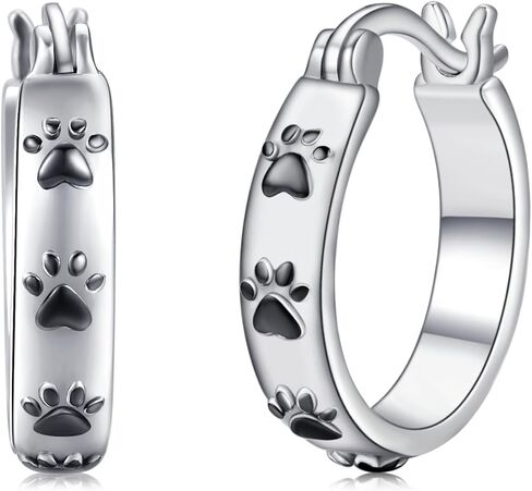 أقراط باو هوب من الفضة الإسترلينية عيار 925 أقراط مطبوعة على شكل مخلب القط والكلب مجوهرات هدايا للنساء والفتيات in Kuwait