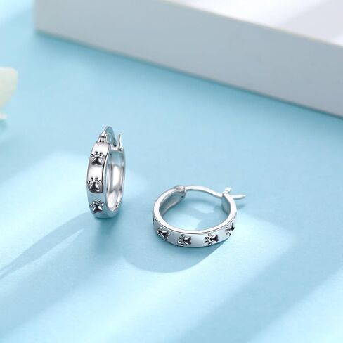 أقراط باو هوب من الفضة الإسترلينية عيار 925 أقراط مطبوعة على شكل مخلب القط والكلب مجوهرات هدايا للنساء والفتيات in Kuwait