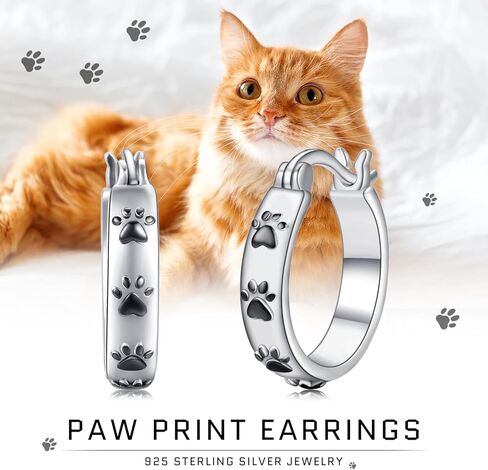 أقراط باو هوب من الفضة الإسترلينية عيار 925 أقراط مطبوعة على شكل مخلب القط والكلب مجوهرات هدايا للنساء والفتيات in Kuwait