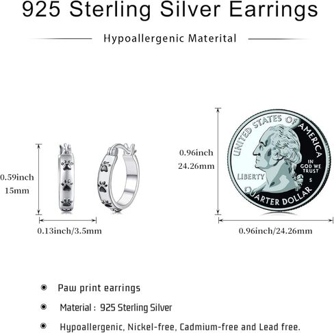 أقراط باو هوب من الفضة الإسترلينية عيار 925 أقراط مطبوعة على شكل مخلب القط والكلب مجوهرات هدايا للنساء والفتيات in Kuwait