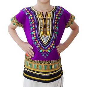 RaanPahMuang Unisex Bright Africa Classic Childrens Dashiki Cotton Shirt Boys Girls