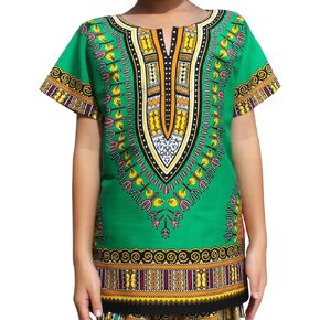 قميص RaanPahMuang للجنسين من القطن الأفريقي الكلاسيكي اللامع للأطفال من Dashiki للأولاد والبنات in Kuwait