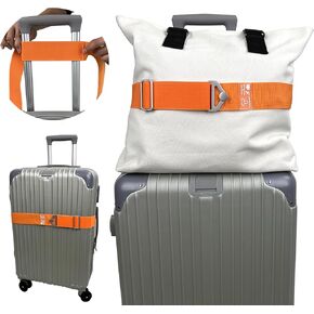 2-in-1 Luggage Straps for Carry On, Tuegher Elastic Add a Bag Bands, Hand-Free Luggage Bungee, Adjustable and Portable Belt with Alloy Buckles for Second Bag, Tote, Secure Suicase (Black) in Kuwait