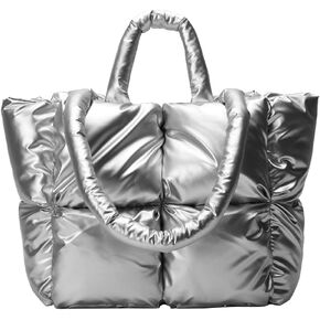 Puffer Tote Bag for Women Quilted Puffy Handbag Light Winter Down Cotton Padded Shoulder Bag Down Padding Tote Bag in Saudi Arabia