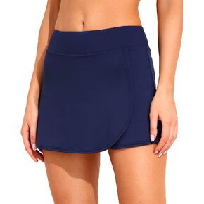 Holipick Swim Skirt for Women High Waisted Skirt Swimsuit Tummy Control Split Bathing Suit Bottoms with Built-in Shorts