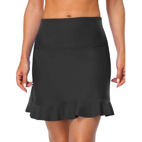 Hilor Women's Ruffled Swim Skirt Tummy Control Skirted Tankini Bottoms High Waisted Swim Bottom with Panty