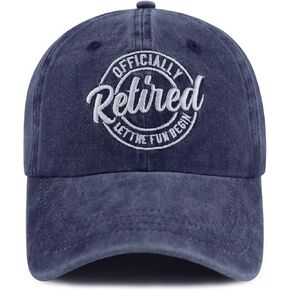 Xucamty Officially Retired Let The Fun Begin Baseball Cap, Funny Adjustable Cotton Embroidered Hats for Retirees Men Women