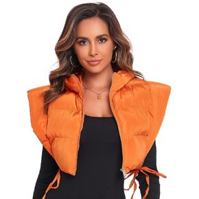 Niction Women's Cropped Puffer Vest with Hood Sleeveless Vests Outerwear Hoodie Padded Puffy Bubble Vest Winter Vest 2023