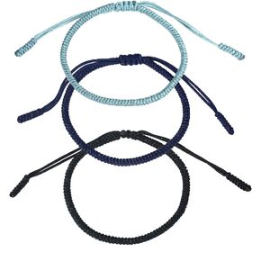 RIMOBUL 3PCS Handmade Tibetan Buddhist Lucky Bracelet Red Rope Bracelet Red Color Bracelets Matching Bracelets