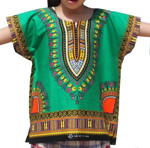 قميص RaanPahMuang للجنسين من القطن الأفريقي الكلاسيكي اللامع للأطفال من Dashiki للأولاد والبنات in Kuwait