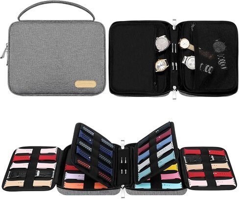 حقيبة تخزين لأحزمة الساعة من SIMBOOM 40، حقيبة منظم لسوار الساعة مقاومة للانسكاب من النايلون، حقيبة حمل وأشرطة ساعة للسفر وحقيبة حمل متوافقة مع أحزمة ساعة Apple ودبوس حزام الساعة، كابل أزرق in Kuwait
